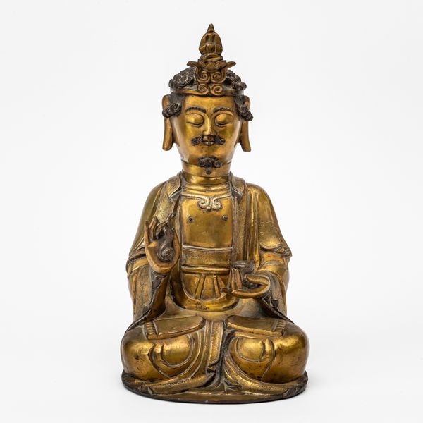 A LARGE GILT-BRONZE FIGURE OF AVALOKITESHVARA