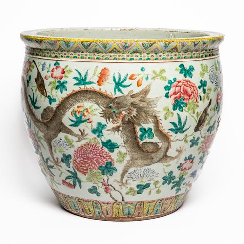 A VERY LARGE CHINESE FAMILLE ROSE FISH BOWL