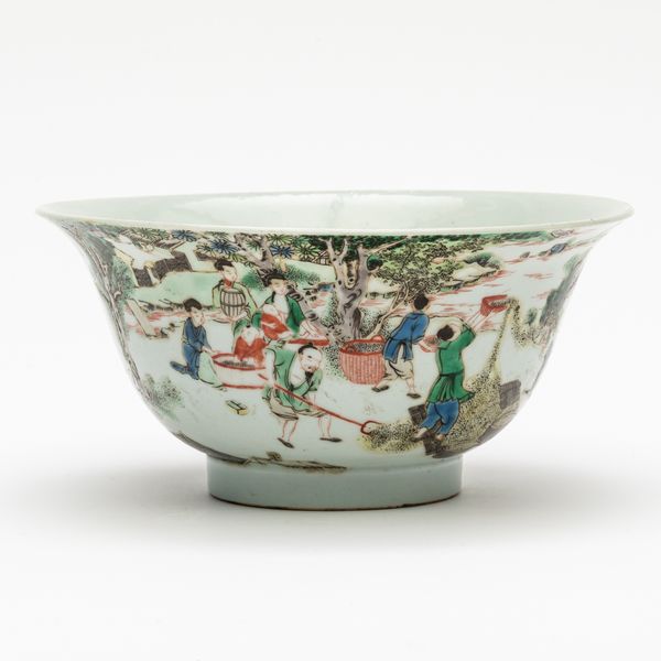 A CHINESE FAMILLE-VERTE `SILK PRODUCTION' BOWL