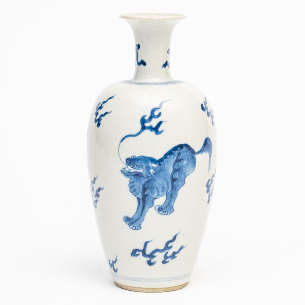 A CHINESE BLUE AND WHITE OVOID VASE