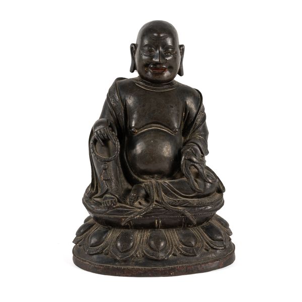 A CHINESE BRONZE FIGURE OF BUDAI