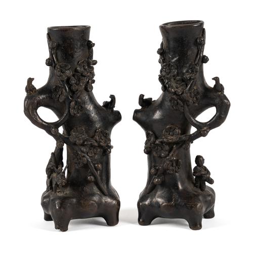 A PAIR OF CHINESE BRONZE VASES (2)
