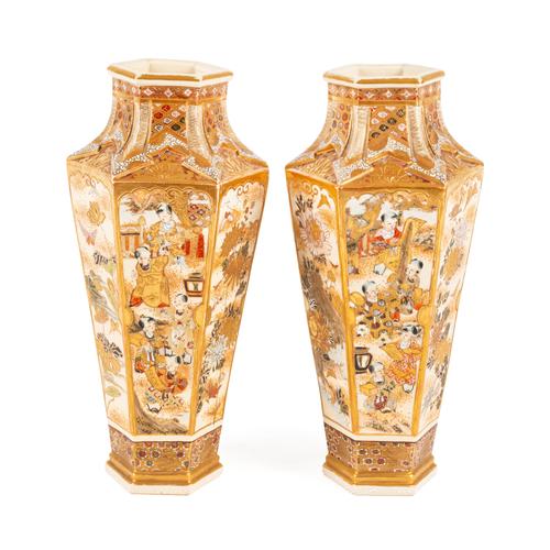 A PAIR OF JAPANESE SATSUMA VASES (2)
