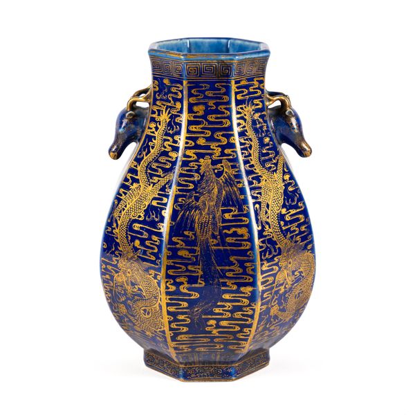 A CHINESE BLUE- GROUND VASE (HU)