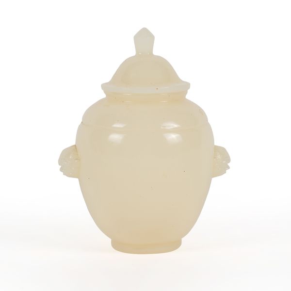 A SMALL PEKING GLASS OVOID TEA CADDY AND COVER (2)