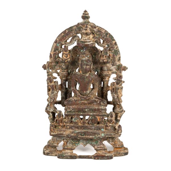 A JAIN SILVER-INLAID BRONZE SHRINE