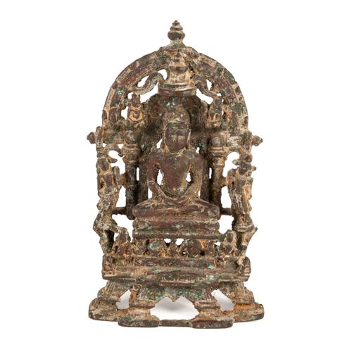 A JAIN SILVER-INLAID BRONZE SHRINE