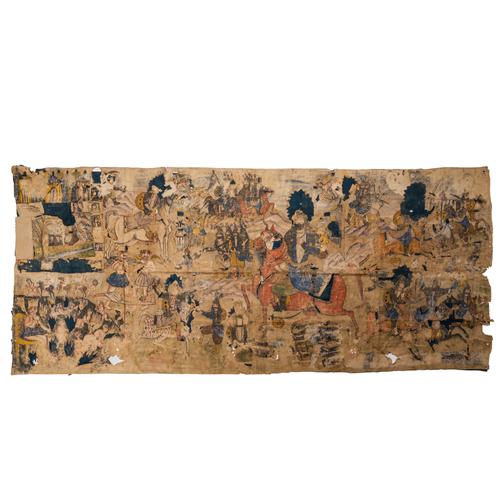 A QAJAR FRAGMENTARY PAINTING ON CLOTH