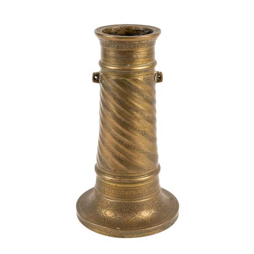 A LARGE PERSIAN BRASS CANDLESTICK