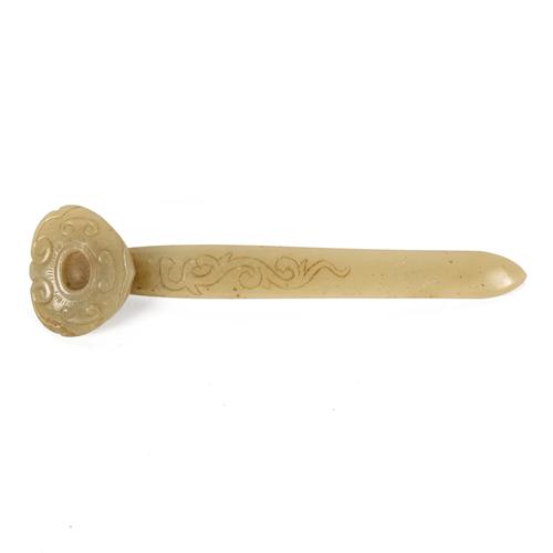 A CHINESE CELADON JADE HAIR PIN