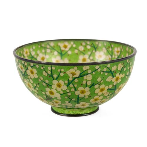 A JAPANESE SILVER MOUNTED PLIQUE-A-JOUR ( SHOTAI SHIPPO) BOWL