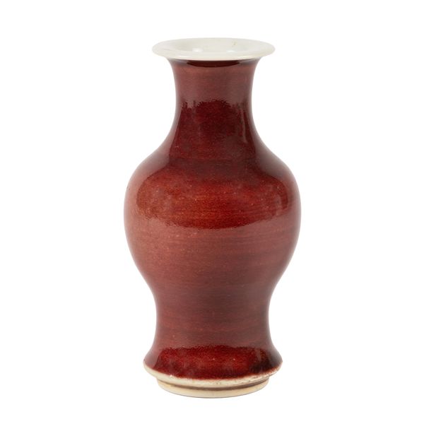 A SMALL CHINESE PORCELAIN LANGYAO GLAZE BALUSTER VASE