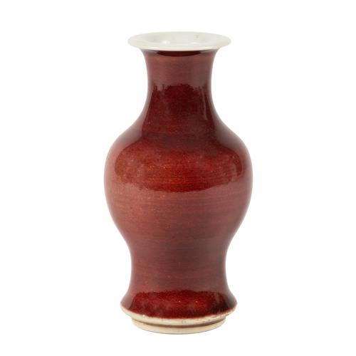 A SMALL CHINESE PORCELAIN LANGYAO GLAZE BALUSTER VASE
