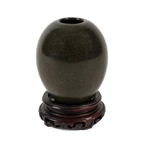 A MINIATURE CHINESE MONOCHROME PORCELAIN OVOID VASE (2)