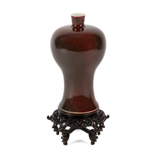 A CHINESE LANGYAO GLAZE MONOCHROME PORCELAIN BALUSTER VASE (2)