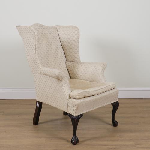 A MID 18TH CENTURY STYLE WINGBACK ARMCHAIR