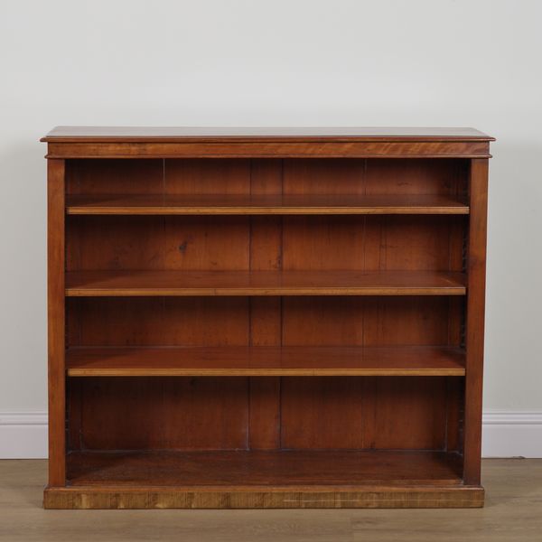 A LATE VICTORIAN MAHOGANY OPEN BOOKCASE