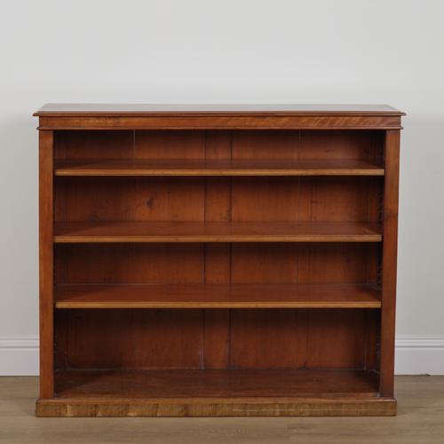 A LATE VICTORIAN MAHOGANY OPEN BOOKCASE