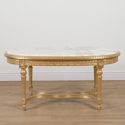 A LOUIS XVI STYLE OVAL COFFEE TABLE