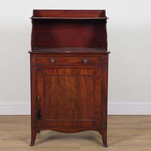A REGENCY MAHOGANY SHELF BACK CHIFFONIER