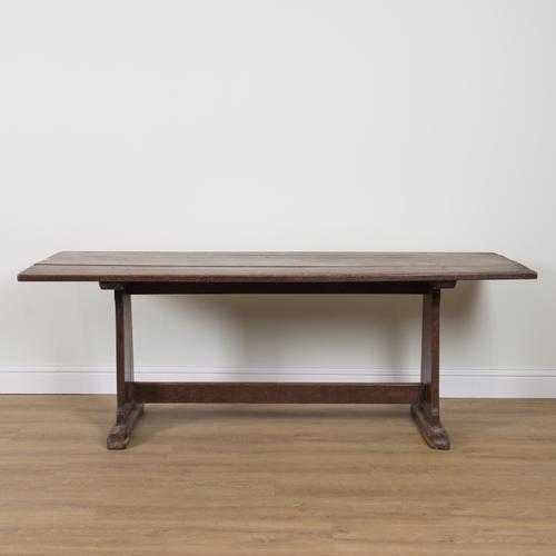 A 17TH CENTURY STYLE OAK PLANK TOP REFECTORY TABLE