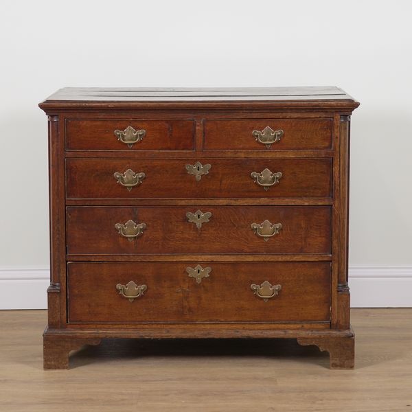 A MID-18TH CENTURY OAK FIVE DRAWER CHEST