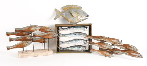 DIANA TONNISON, A CERAMIC AND WOOD FISH SCULPTURE (4)