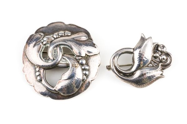 TWO GEORG JENSEN SILVER BROOCHES (2)