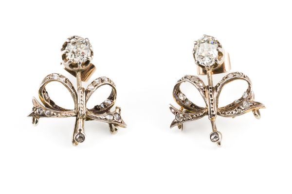 A PAIR OF DIAMOND EARRINGS