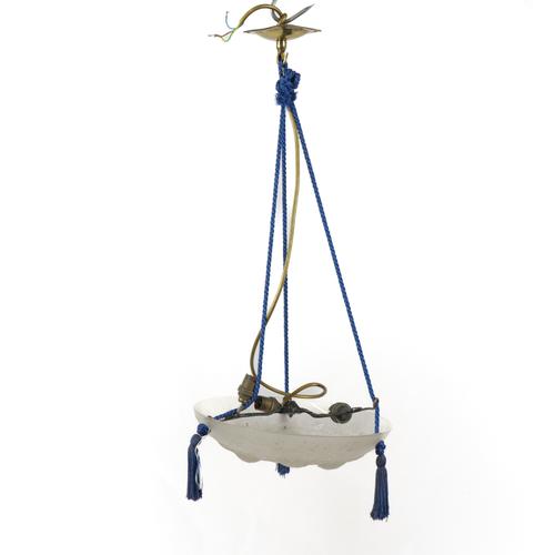 SABINO: A FRENCH ART DECO MOULDED AND FROSTED GLASS DISH LIGHT OR PLAFONNIER