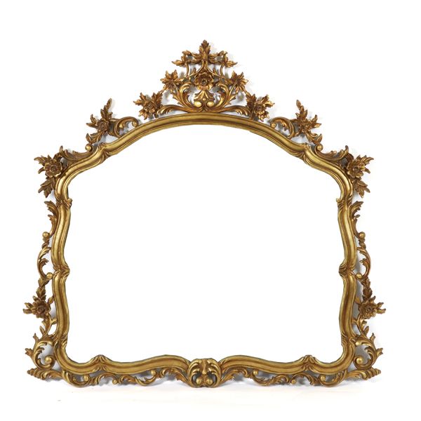 A VICTORIAN STYLE GILT FRAMED OVERMANTEL MIRROR