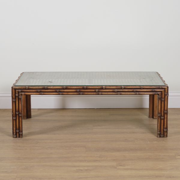 A SIMULATED BAMBOO BEECH COFFEE TABLE