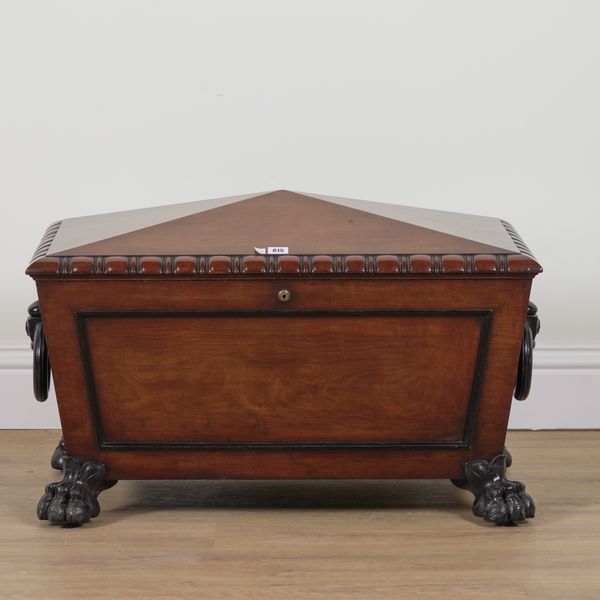 A REGENCY MAHOGANY SARCOPHAGUS FORM CELLARETTE