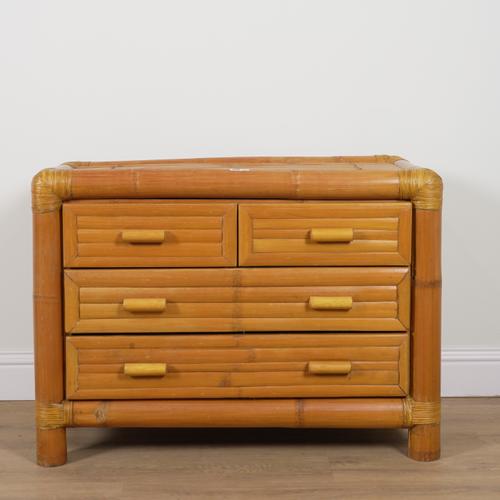 A MID 20TH CENTURY BAMBOO AND SPLIT BAMBOO FOUR DRAWER CHEST