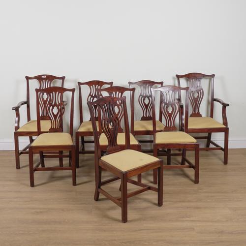 A SET OF EIGHT 19TH CENTURY MAHOGANY FRAMED DINING CHAIRS (8)
