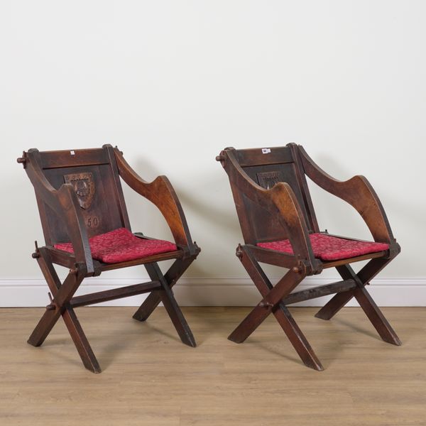 A PAIR OF 19TH CENTURY OAK GLASTONBURY CHAIRS (2)