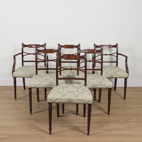 A SET OF SIX GEORGE IV MAHOGANY TABLET BACK DINING CHAIRS (6)