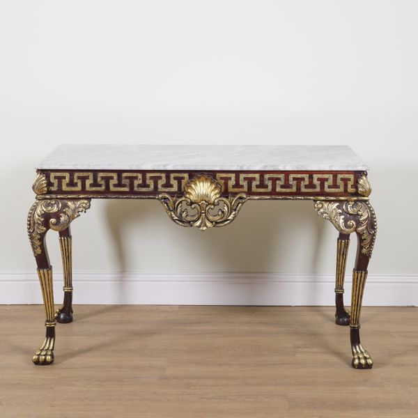 A MID 18TH CENTURY STYLE RECTANGULAR MARBLE TOPPED CENTRE TABLE