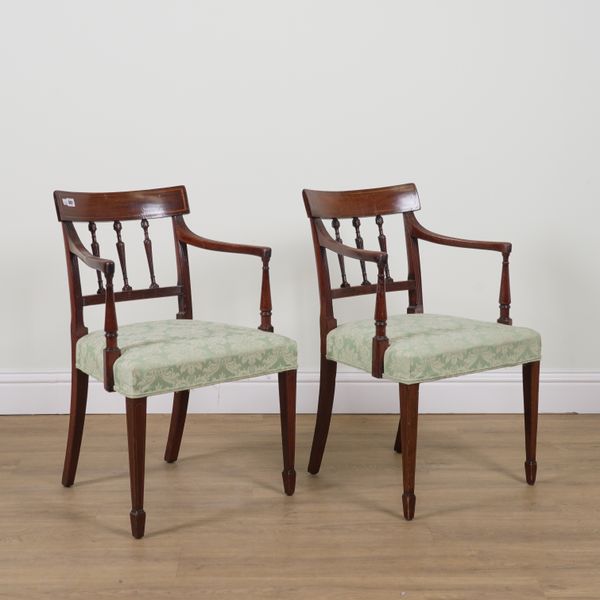 A PAIR OF GEORGE IV MAHOGANY OPEN ARMCHAIRS (2)