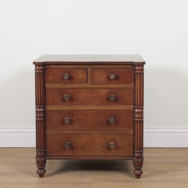 POSSIBLY GILLOWS; A REGENCY AND LATER MAHOGANY FIVE DRAWER SMALL CHEST