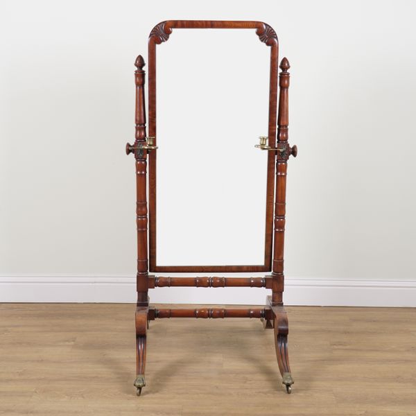 A REGENCY MAHOGANY CHEVAL MIRROR