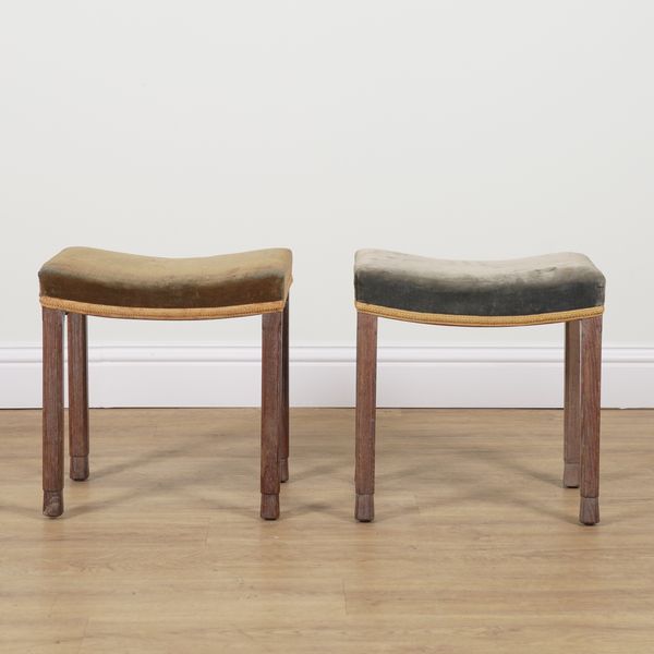 A GEORGE VI LIMED OAK CORONATION STOOL (2)