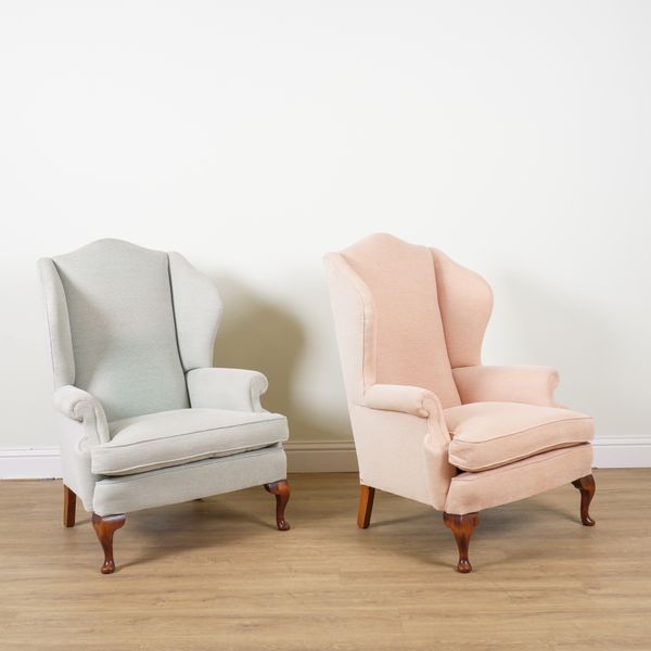 A PAIR OF EARLY 18TH CENTURY STYLE WINGBACK ARMCHAIRS (2)