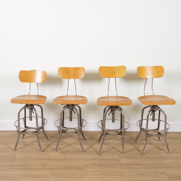 TOLEDO; A SET OF FOUR HEIGHT ADJUSTABLE BAR STOOLS (4)