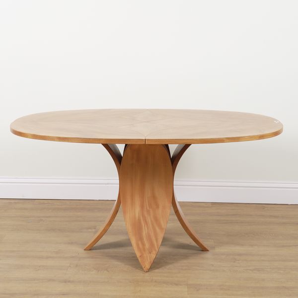 THE EDWARD BARNSLEY WORKSHOP; AN ELM OVAL KITCHEN TABLE