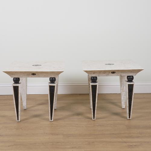 MAITLAND-SMITH; A PAIR OF 20TH CENTURY MARBLE SQUARE SIDE TABLES (2)