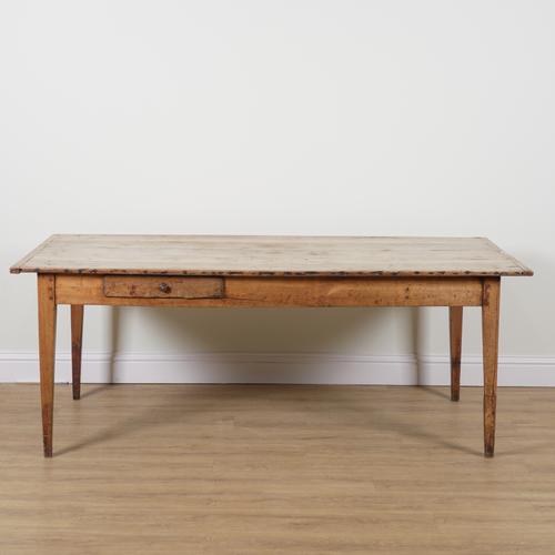 A 19TH CENTURY FRENCH FRUITWOOD KITCHEN TABLE