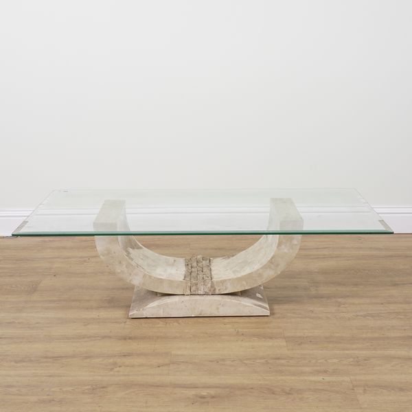 MAITLAND-SMITH; A 20TH CENTURY MARBLE AND GLASS COFFEE TABLE