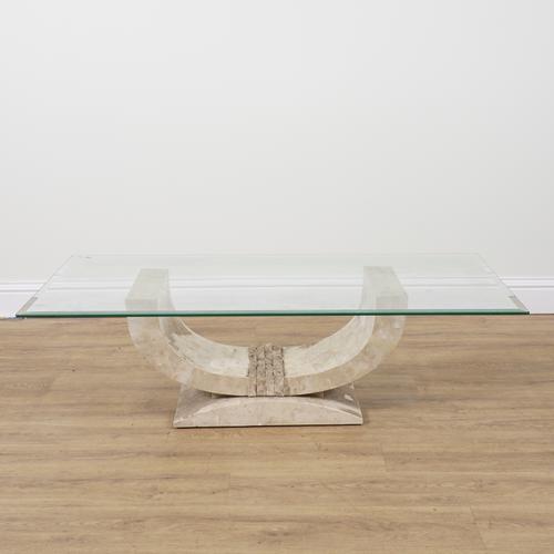 MAITLAND-SMITH; A 20TH CENTURY MARBLE AND GLASS COFFEE TABLE