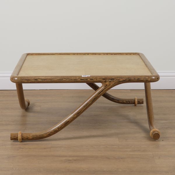 ROBERT INGHAM; A WENGE AND BURR OAK TOPPED LOW SQUARE COFFEE TABLE